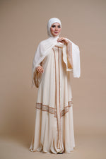 Load image into Gallery viewer, Golden Lace Work Elegant Abaya