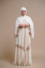 Load image into Gallery viewer, Golden Lace Work Elegant Abaya