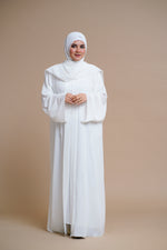 Load image into Gallery viewer, Premium Chiffon Embellished Abaya with Back Pleats (Pearl White)