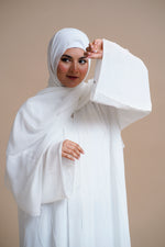 Load image into Gallery viewer, Premium Chiffon Embellished Abaya with Back Pleats (Pearl White)