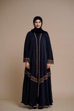 Load image into Gallery viewer, Golden Lace work Abaya- Beige