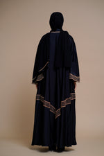 Load image into Gallery viewer, Golden Lace work Abaya- Beige