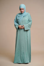 Load image into Gallery viewer, EMBELLISHED Hand Work OPEN ABAYA (Antique Blue)