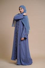 Load image into Gallery viewer, Embellished open Abaya (Antique Blue)