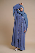 Load image into Gallery viewer, Embellished open Abaya (Antique Blue)