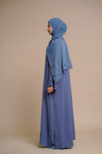 Load image into Gallery viewer, Embellished open Abaya (Antique Blue)