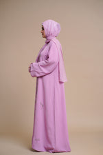 Load image into Gallery viewer, Embellished open Abaya (Pink)
