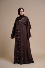 Load image into Gallery viewer, Embellished open Abaya (Brown)