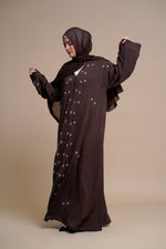 Load image into Gallery viewer, Embellished open Abaya (Brown)
