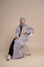 Load image into Gallery viewer, Embellished overcoat open Abaya (Gray)