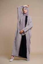Load image into Gallery viewer, Embellished overcoat open Abaya (Gray)
