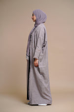 Load image into Gallery viewer, Embellished overcoat open Abaya (Gray)