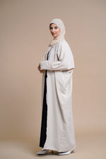 Load image into Gallery viewer, Embellished overcoat open Abaya (Beige)