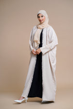 Load image into Gallery viewer, Embellished overcoat open Abaya (Beige)