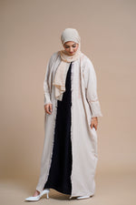 Load image into Gallery viewer, Embellished overcoat open Abaya (Beige)