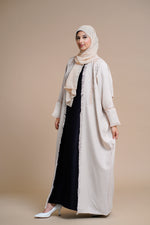 Load image into Gallery viewer, Embellished overcoat open Abaya (Beige)
