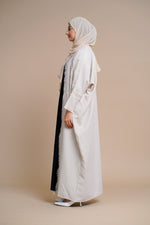 Load image into Gallery viewer, Embellished overcoat open Abaya (Beige)