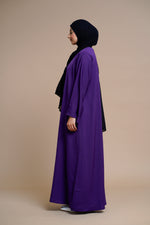 Load image into Gallery viewer, Plain Textured Open Abaya (Purple)