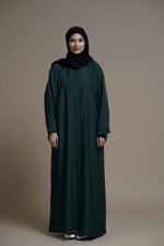 Load image into Gallery viewer, Plain Textured Open Abaya (Green)