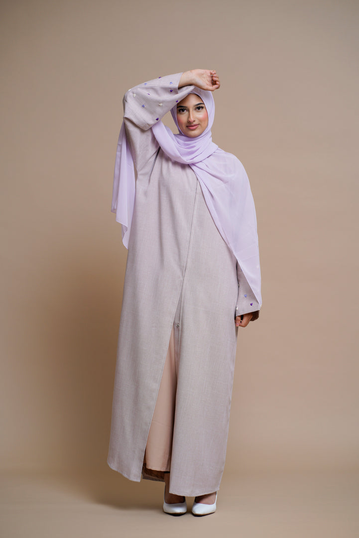 Heart-shaped hand-sewn abaya (PINK)