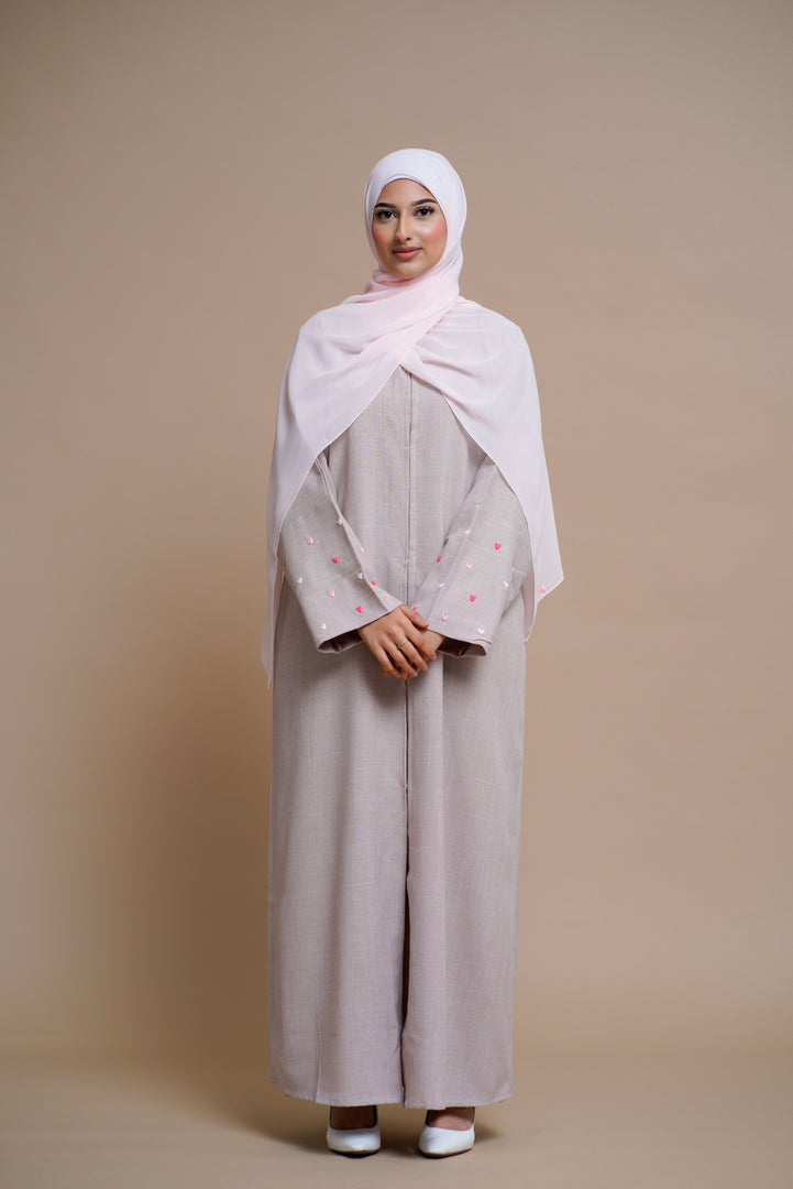 Heart-shaped hand-sewn abaya (PINK)