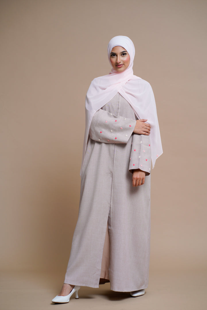 Heart-shaped hand-sewn abaya (PINK)