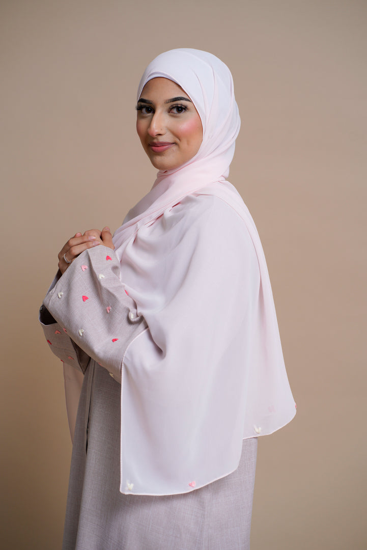 Heart-shaped hand-sewn abaya (PINK)