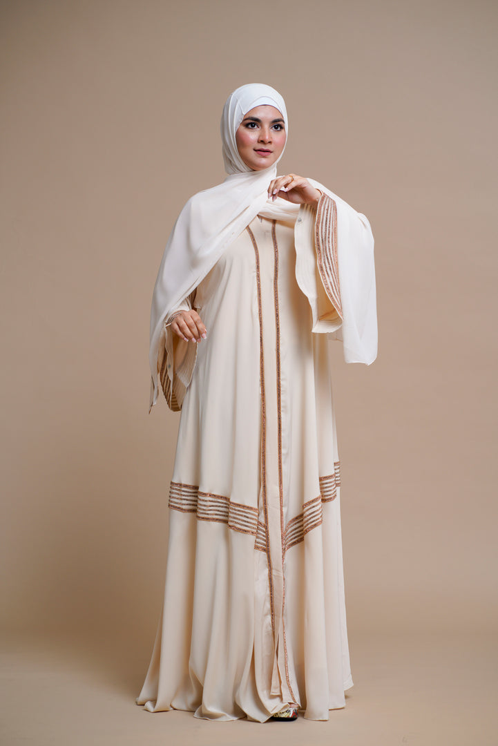 Golden Lace Work Elegant Abaya