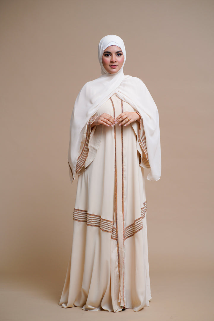 Golden Lace Work Elegant Abaya