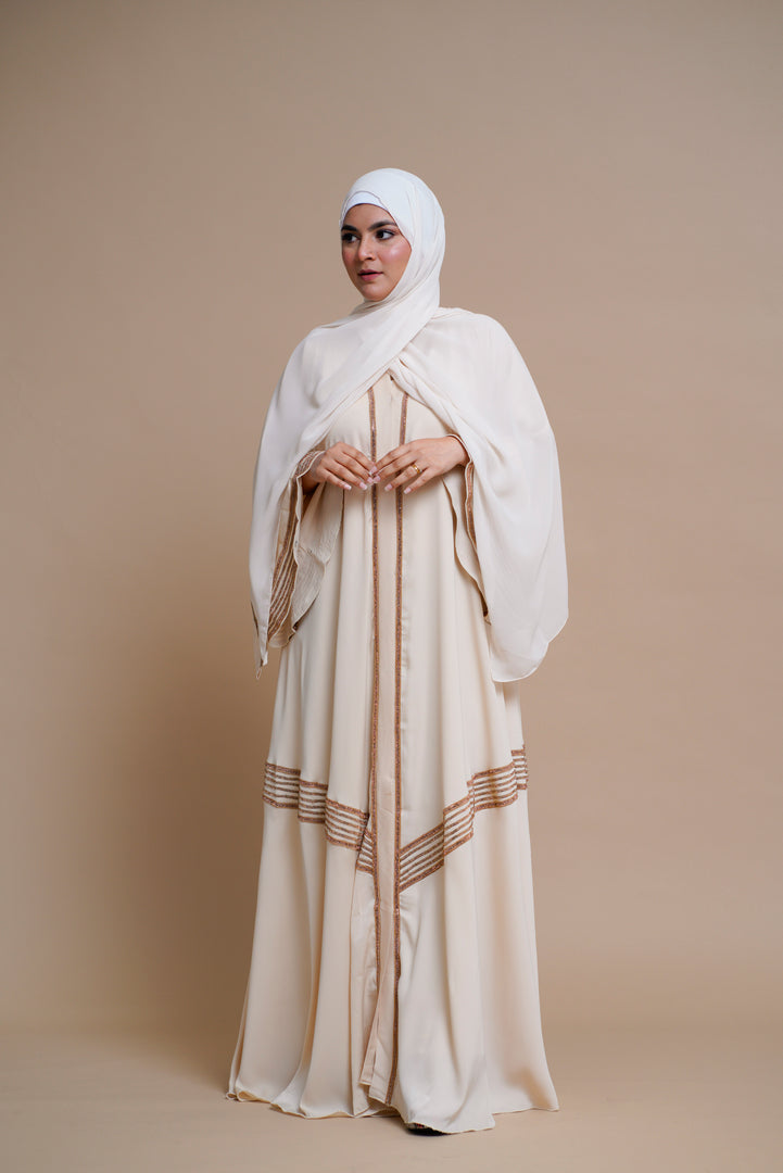 Golden Lace Work Elegant Abaya