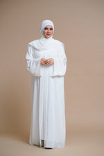 Load image into Gallery viewer, Embellished Luxury Double Chiffon Abaya with Back Pleats (White)
