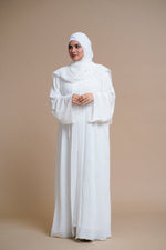 Load image into Gallery viewer, Embellished Luxury Double Chiffon Abaya with Back Pleats (White)
