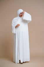 Load image into Gallery viewer, Embellished Luxury Double Chiffon Abaya with Back Pleats (White)
