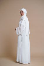 Load image into Gallery viewer, Embellished Luxury Double Chiffon Abaya with Back Pleats (White)
