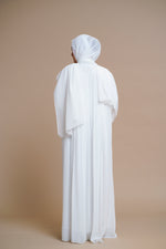 Load image into Gallery viewer, Embellished Luxury Double Chiffon Abaya with Back Pleats (White)
