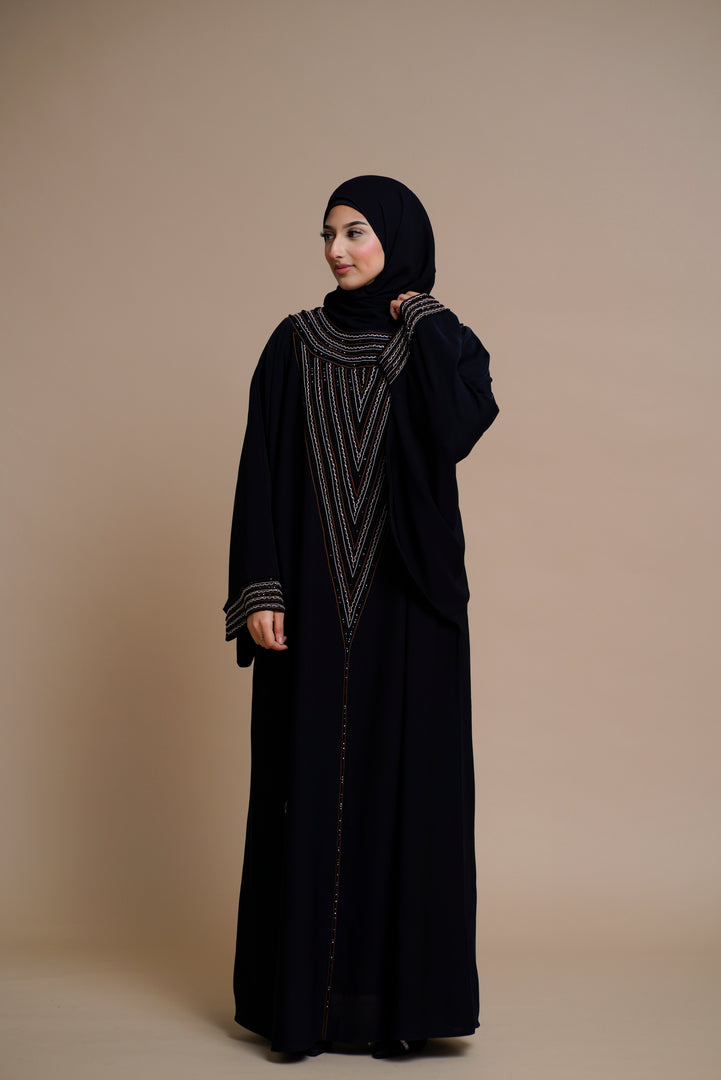 LUXURY BLACK EMBELLISHED CLOSED ABAYA