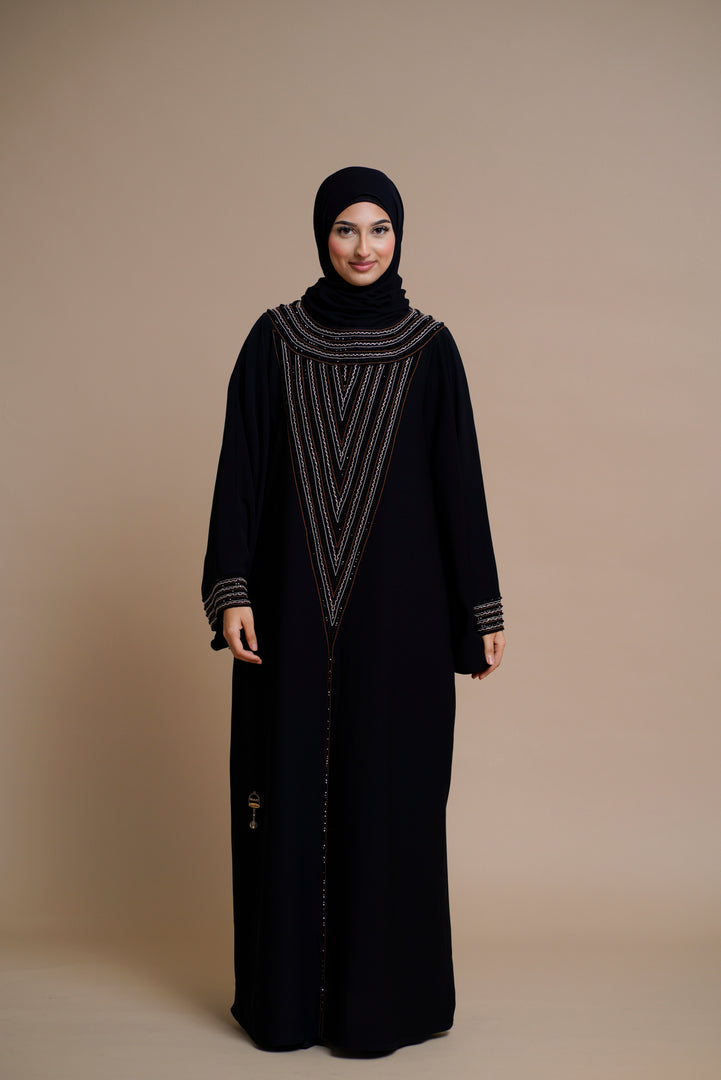 LUXURY BLACK EMBELLISHED CLOSED ABAYA