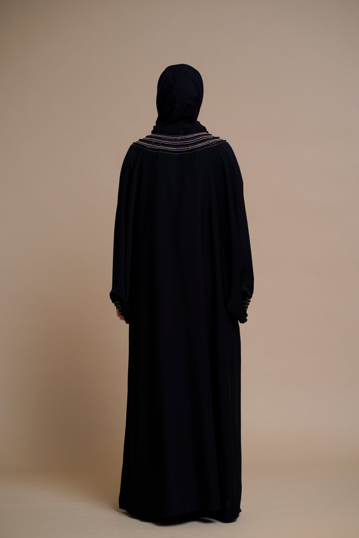 LUXURY BLACK EMBELLISHED CLOSED ABAYA