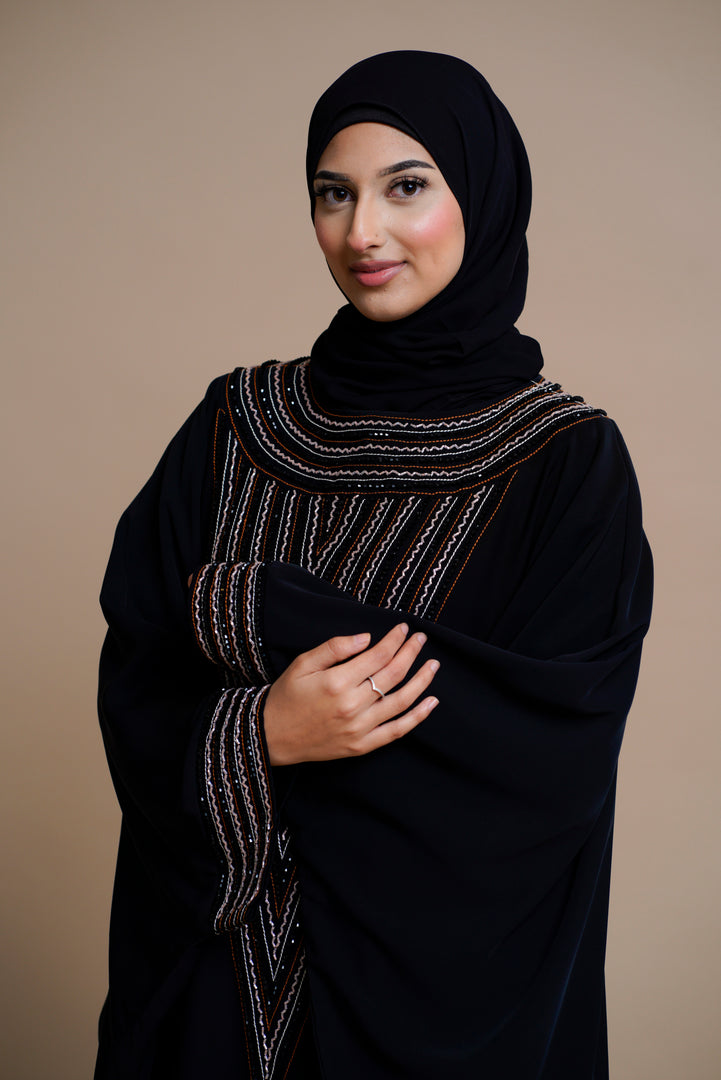 LUXURY BLACK EMBELLISHED CLOSED ABAYA