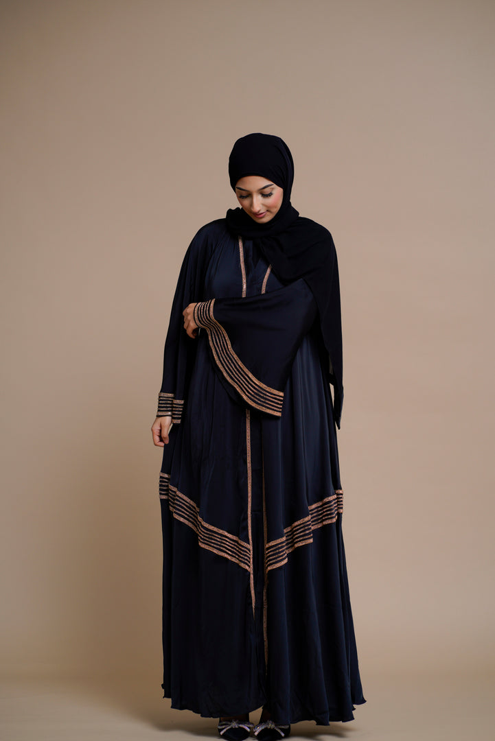 Golden Lace Work Elegant Abaya