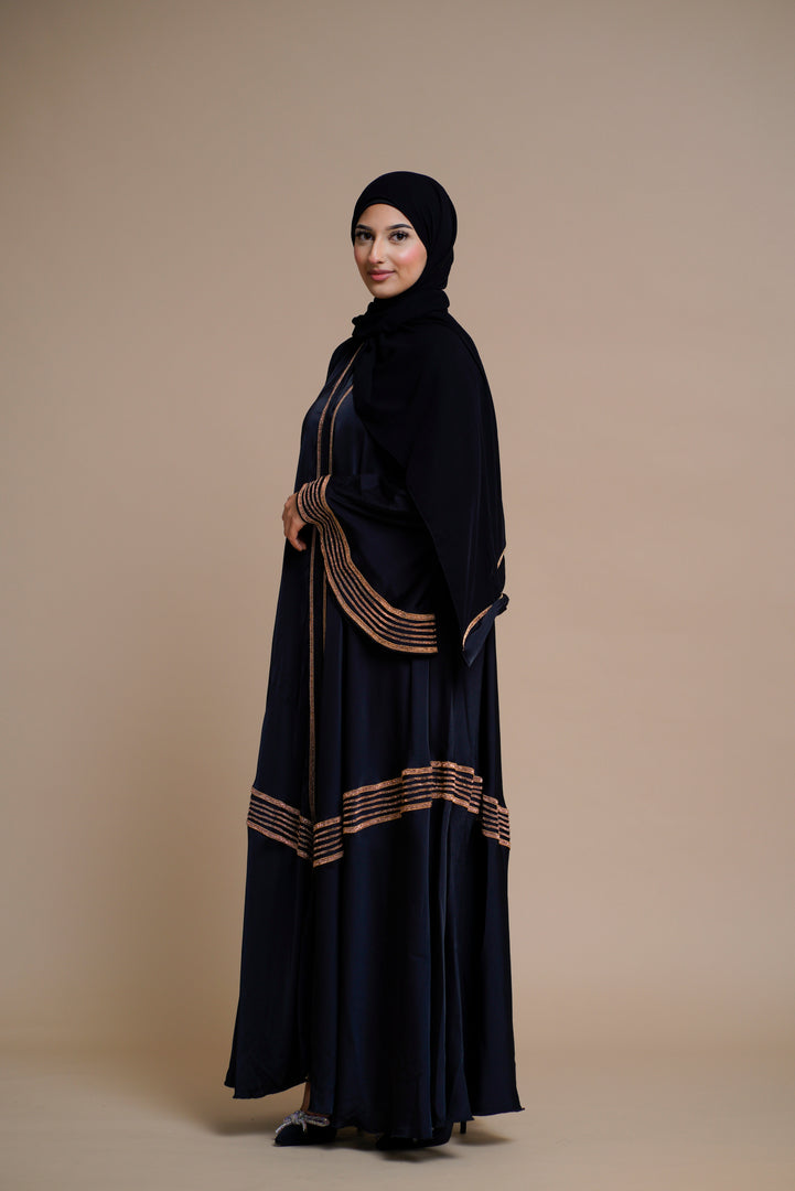 Golden Lace Work Elegant Abaya