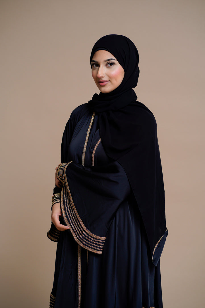 Golden Lace Work Elegant Abaya