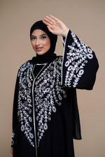 Load image into Gallery viewer, Classic Abaya with intricate embroidery - Black.
