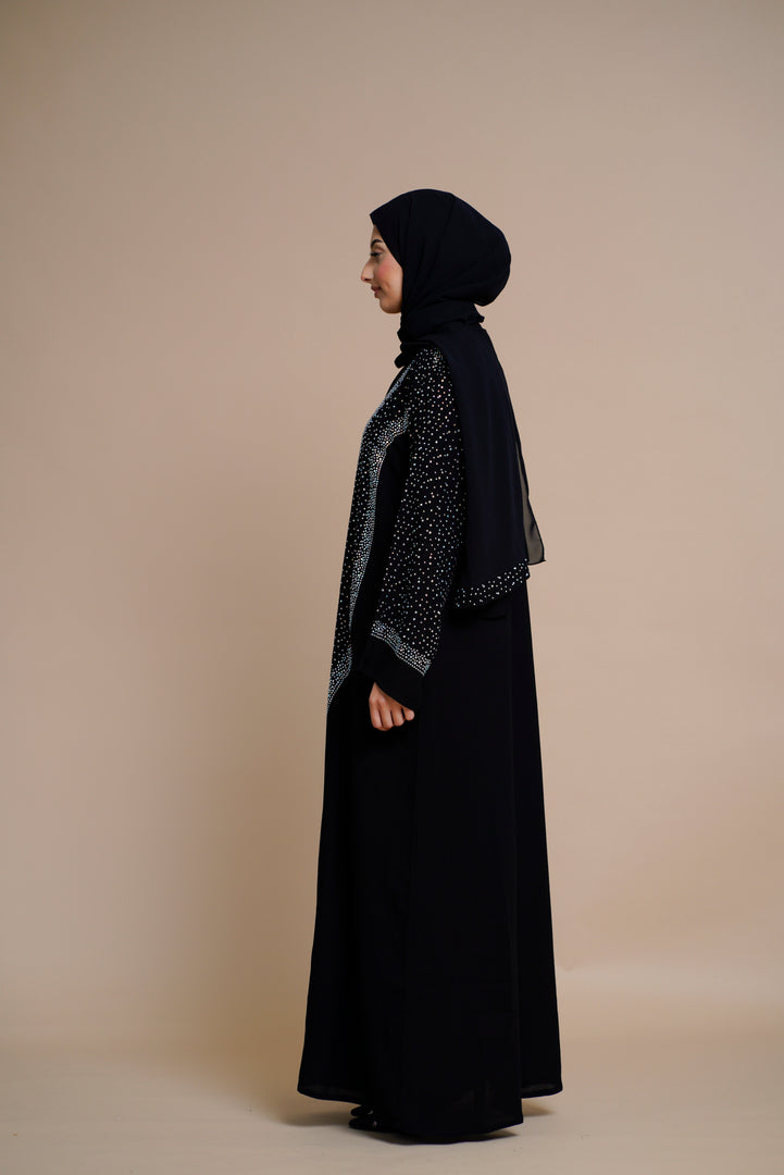 Luxury Black Abaya Featuring Exquisite Embellishments (BLACK)