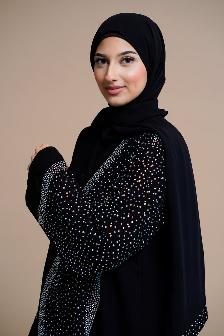 Luxury Black Abaya Featuring Exquisite Embellishments (BLACK)