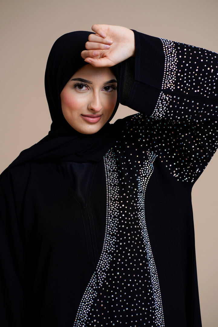 Luxury Black Abaya Featuring Exquisite Embellishments (BLACK)