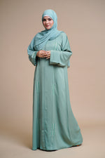 Load image into Gallery viewer, EMBELLISHED Hand Work OPEN ABAYA (Antique Blue)
