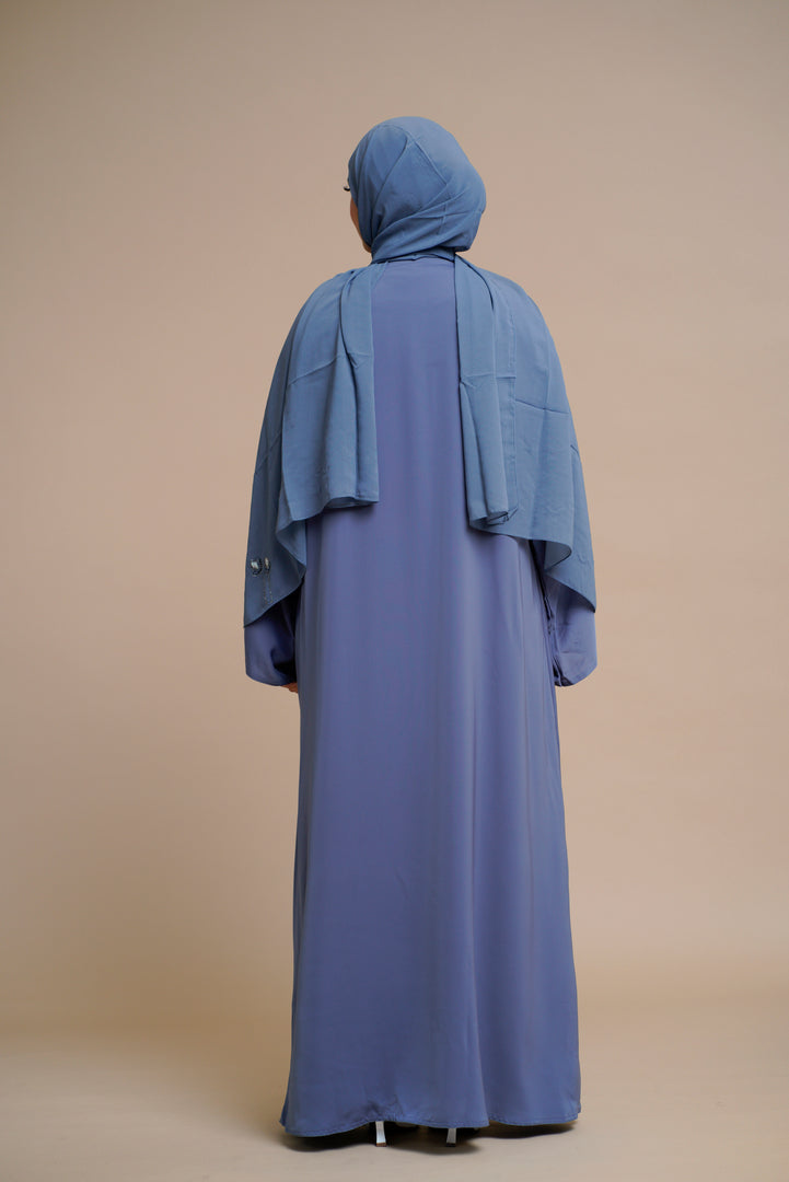 Embellished  open Abaya (Antique Blue)