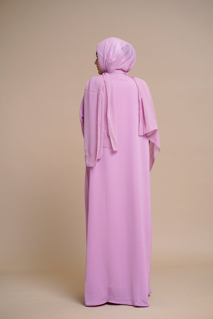 Embellished  open Abaya (Pink)