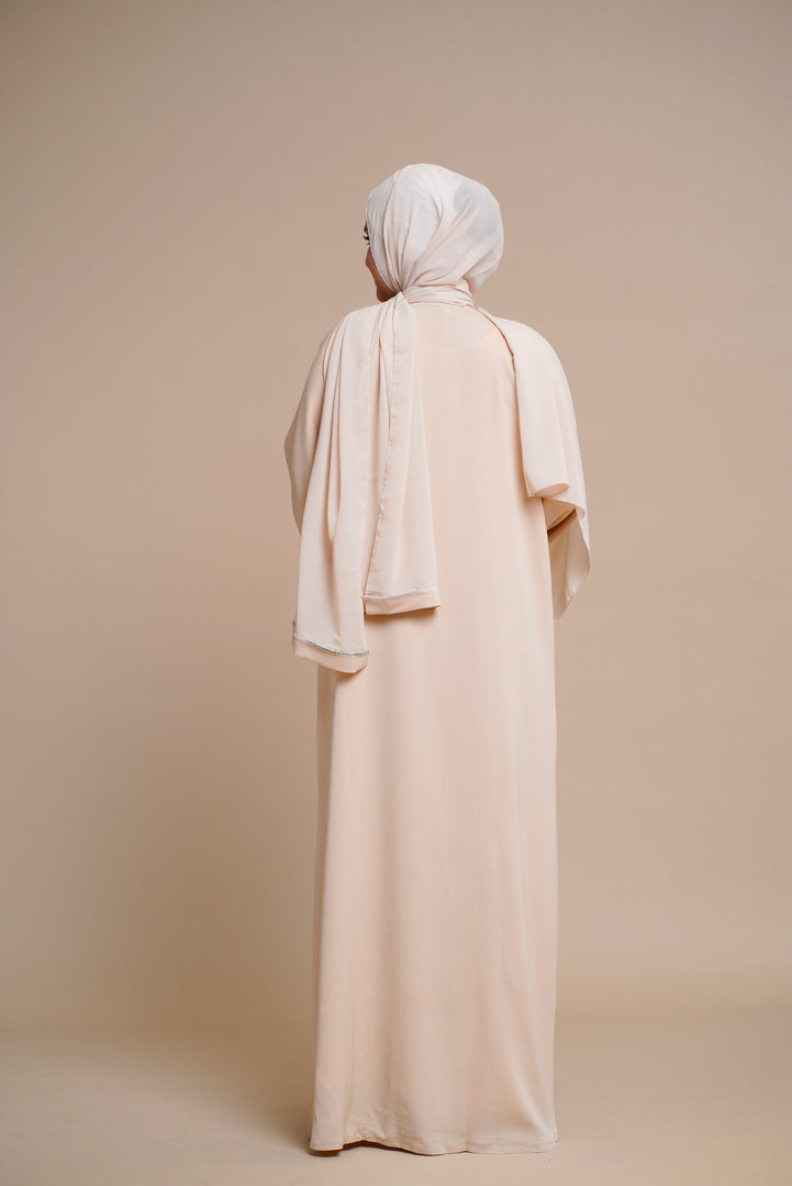 EMBELLISHED Hand Work OPEN ABAYA (Beige)